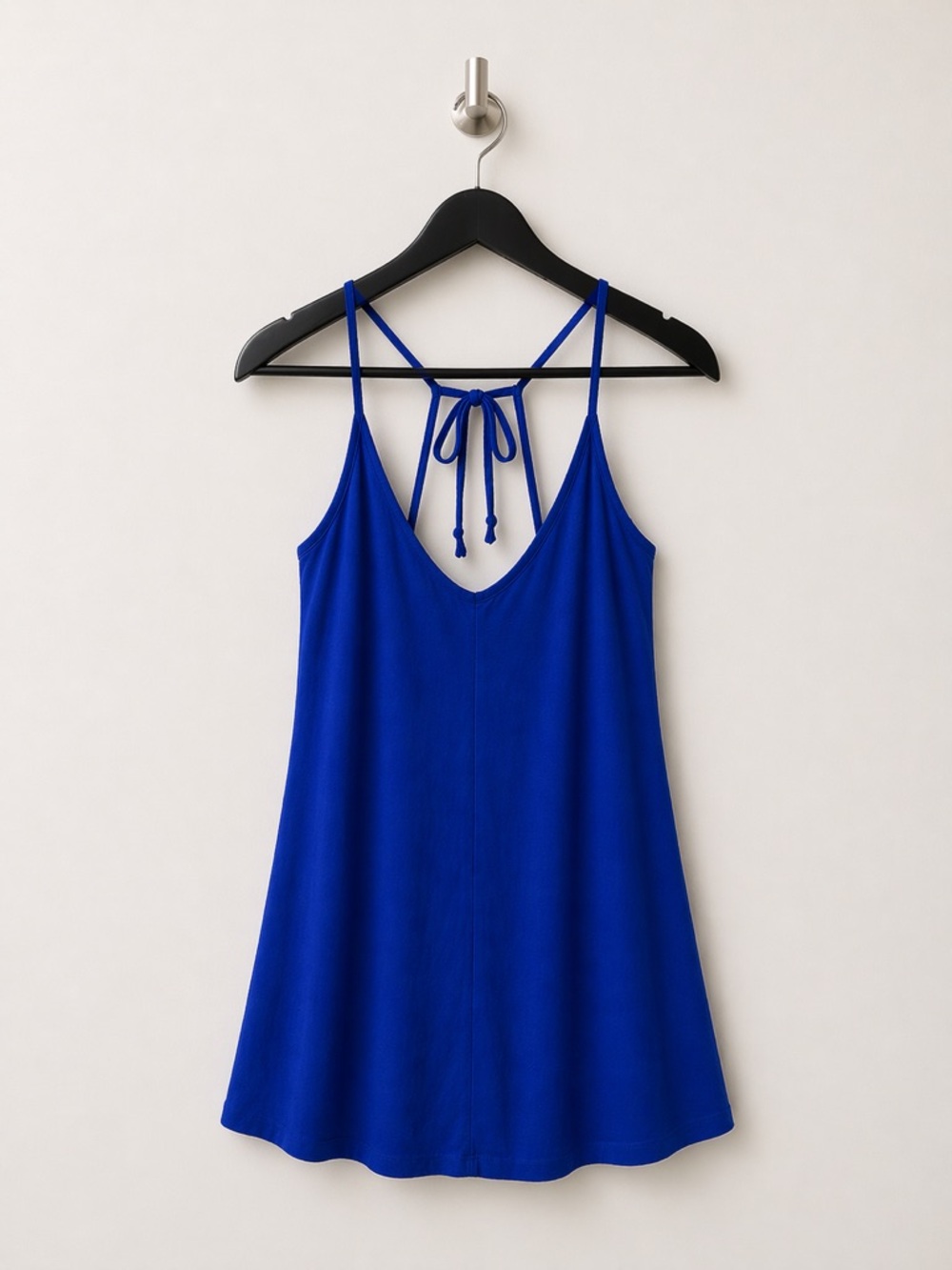 Heart & Hips Blue Flowy Summer Mini Tank Dress Strappy Tie Back Medium Casual